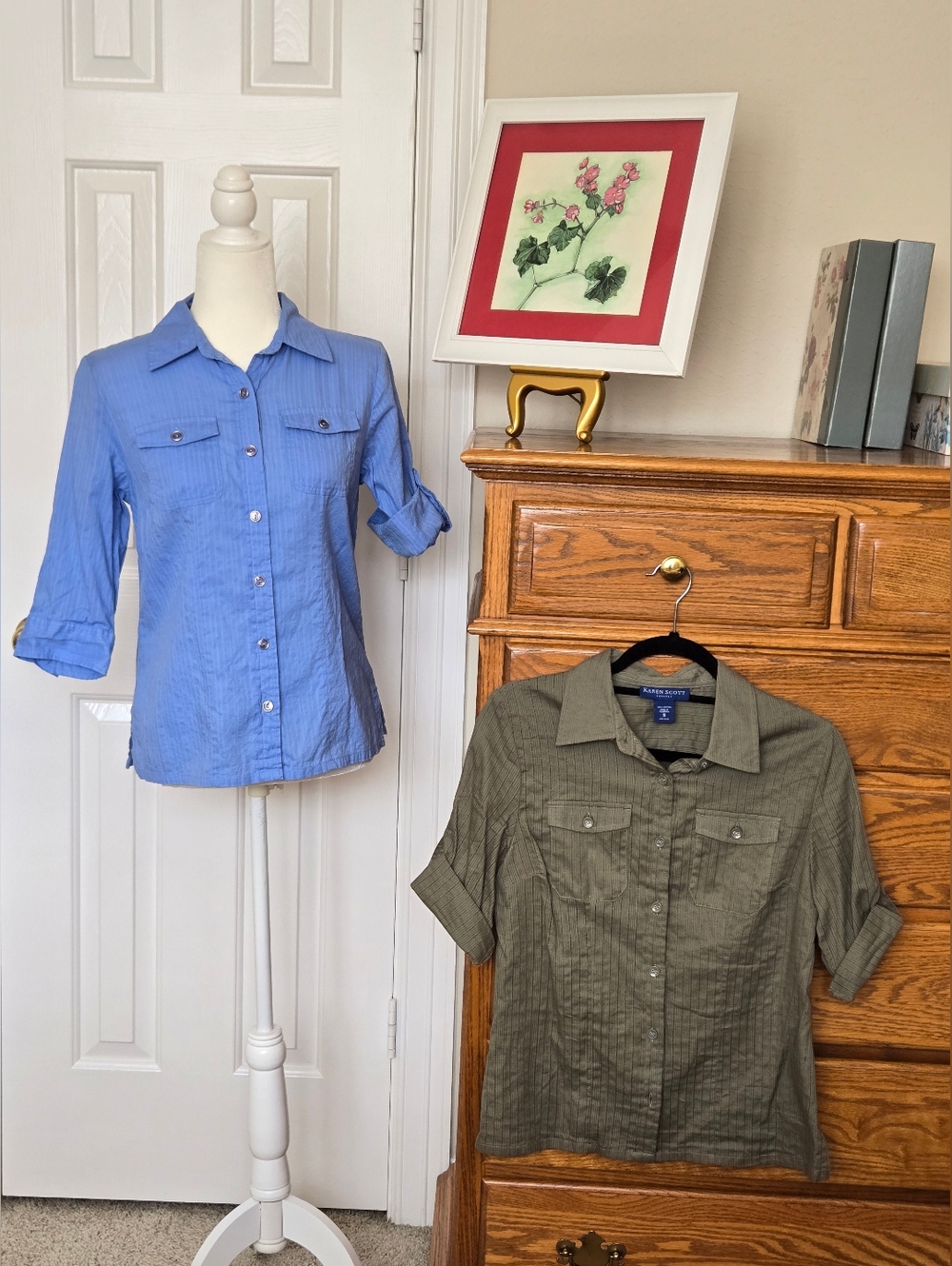 KAREN SCOTT 2 Versatile Sleeve Cotton Blouses - EUC